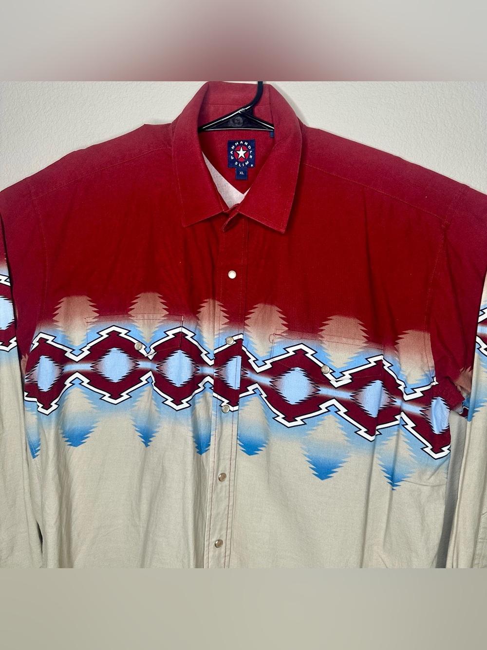 Panhandle Slim Pearl Snap Aztec Southwestern Geometric Long Sleeve Shirt Size XL